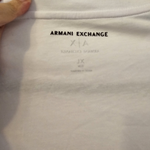 White and Black Armani Exchange Men's Slim Fit Logo T-Shirt - Picture 4 of 7